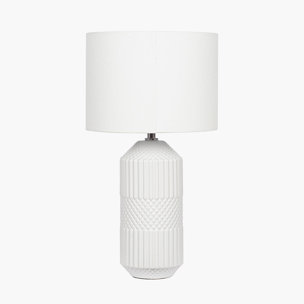 Meribel White Geo Textured Tall Ceramic Table Lamp